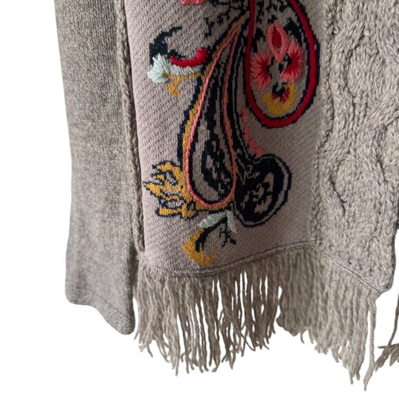 Sleeping On Snow Sm Folklore Embroidered Cardigan Sweater Grey Open Front Boho - Picture 9 of 16